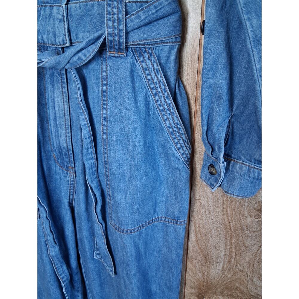 Anthropologie Pilcro & the Letterpress Denim Jumpsuit Womens Small Long Utility - Picture 6 of 12